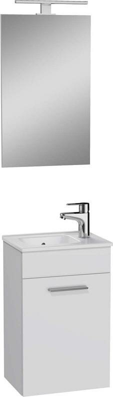 фото Комплект мебели Vitra Mia 75022 40 см тумба, раковина, зеркало c подсветкой, белый глянец