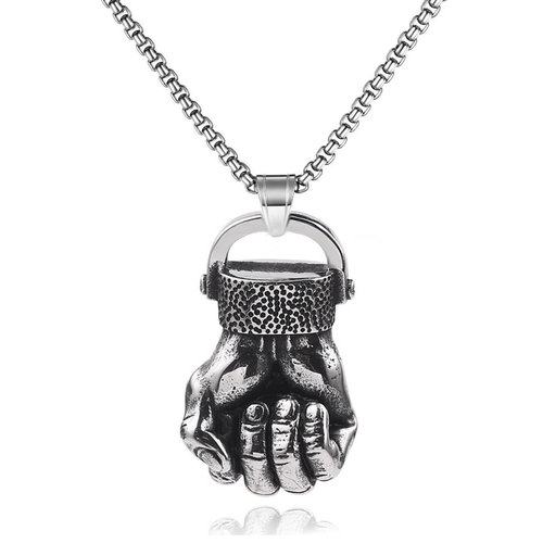 Комплект украшений BAKA&DED Цепочка с кулоном кулак, длина 60 см, серебряный кулон железный кулак