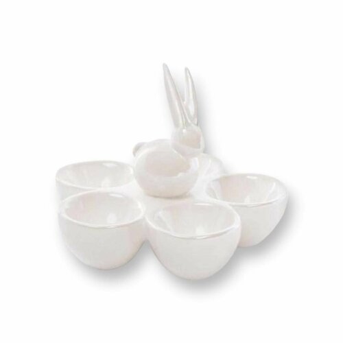 Подставка для подачи и сервировки яиц заяц кролик зайка пасхальная посуда цвет белый 5 ячеек размер 15х15х12 см 1890₽