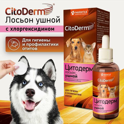 Лосьон для ушей кошек и собак CitoDerm с хлоргексидином 50 мл