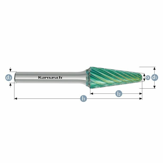 Борфреза L (конус с закругленной вершиной) Karnasch 12х30х6х75 мм HP-3 PRO Green-Tec