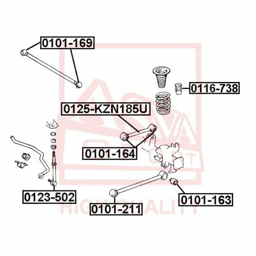 Рычаг независимой подвески колеса, подвеска колеса, ASVA 0125-KZN185U (1 шт.)