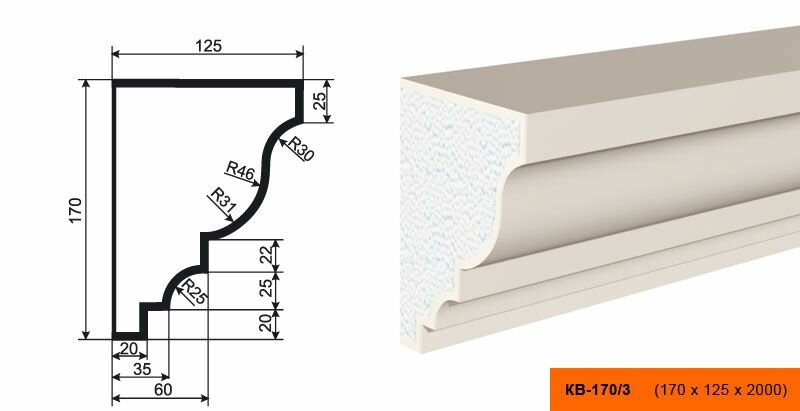 Lepninaplast КВ-170/3 фасадный карниз из пенополистирола