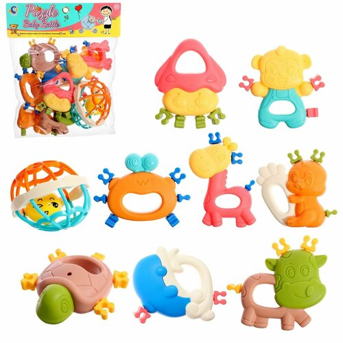 Набор погремушек с прорезывателями для зубов 9 предметов 1088₽