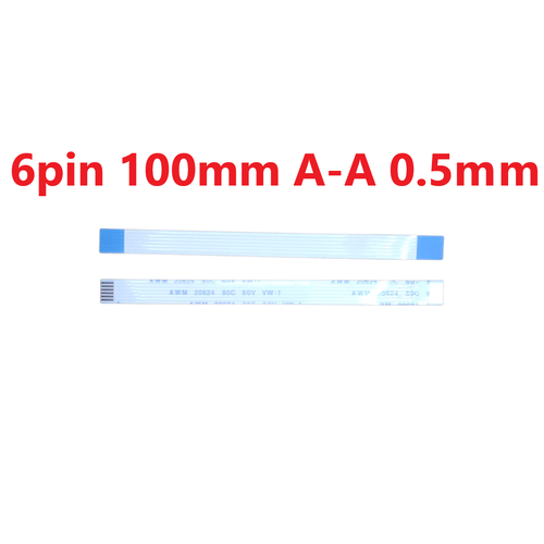 Шлейф FFC 6-pin Шаг 10mm Длина 10cm Прямой A-A AWM 20624 80C 60V VW-1 320₽