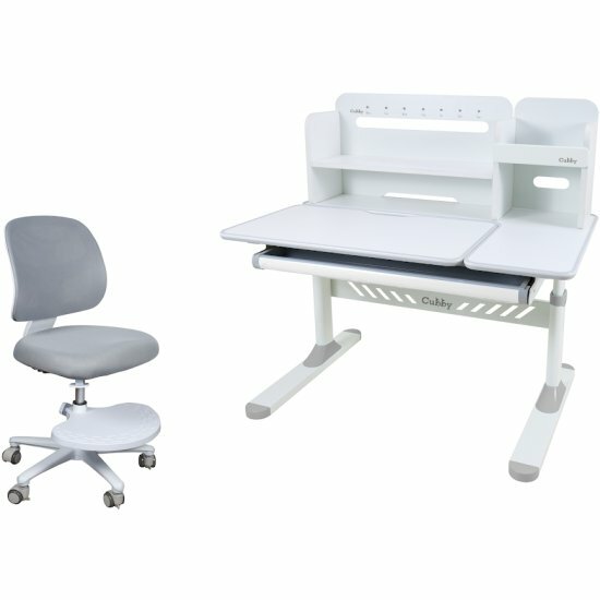 Комплект Fundesk Парта Nerine Grey + кресло Marte Grey