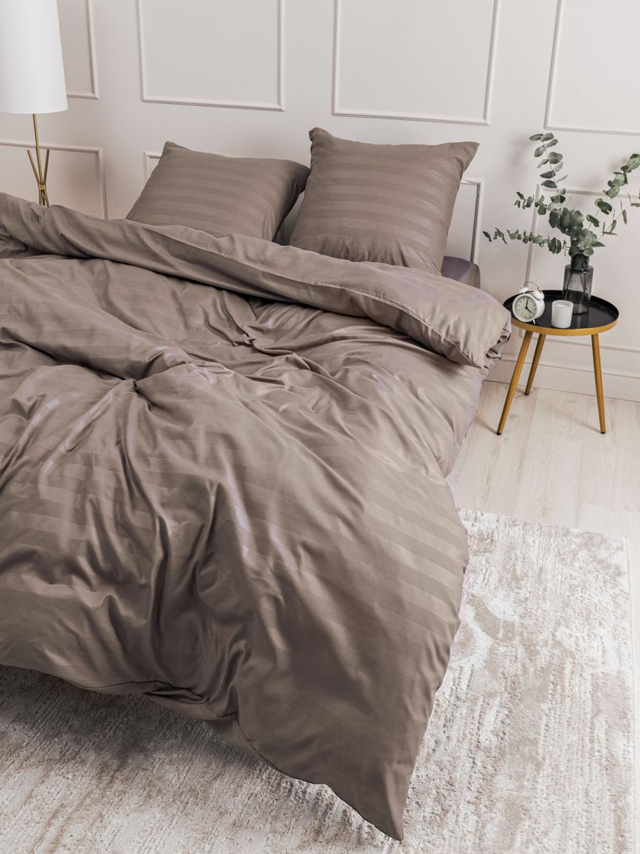 фото Комплект постельного белья ОТК Производство темно-коричневый 2-x спальный, Сатин, наволочки 70x70