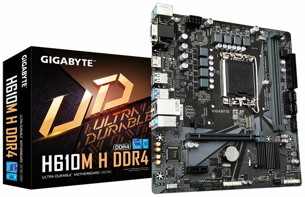 Материнская плата Gigabyte H610M H V3 DDR4 (LGA1700/H610/2xDDR4/PCI-Ex1/PCI-Ex16/M.2/SB7.1/GLAN/DisplayPort/HDMI/mATX)