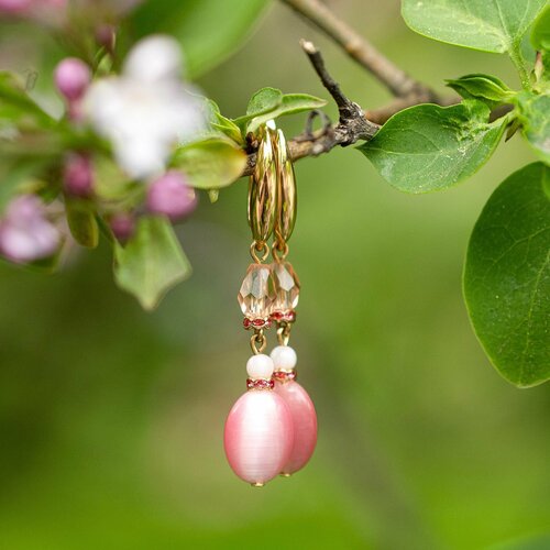 Серьги Diana Savitskaya, кварц, золотой, розовый