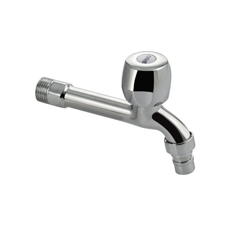 фото Кран водоразборный, хромированный, 15 см от стены, металлокерамика