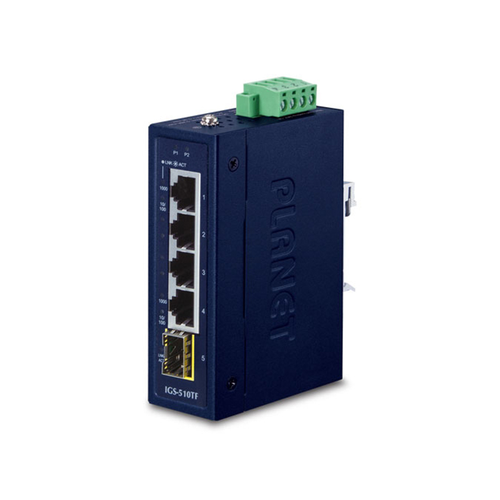 Коммутатор PLANET IGS-510TF IP30 Compact size 4-Port 101001000T 1-Port 1001000X SFP Gigabit Ethernet Switch -4 17270₽