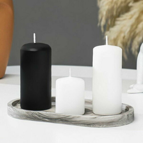Подсвечник интерьерный для свечей черно-белый 376₽
