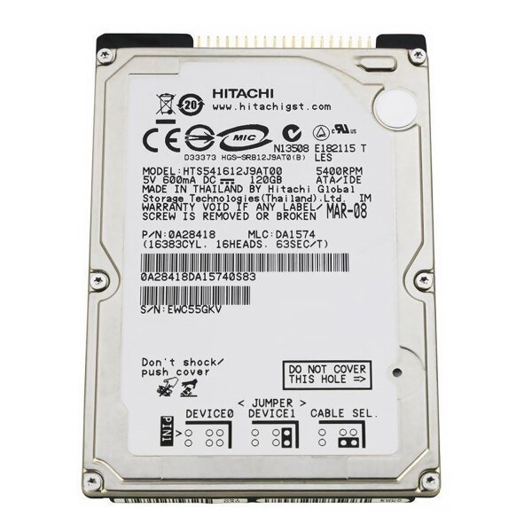 Жесткий диск Hitachi HTS541612J9AT00 120Gb 5400 IDE 2,5" HDD