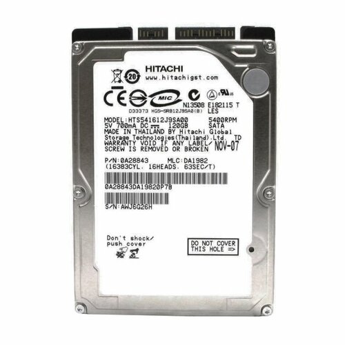 Жесткий диск Hitachi 0A28843 120Gb 5400 SATA 25 HDD 3020₽
