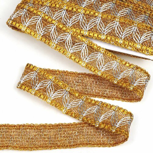 Тесьма отделочная металлизированная шир40 мм цв золото 137 метров 1249₽