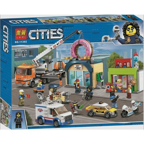 Конструктор 11392 CITIES Открытие магазина по продаже пончиков 848 дет. конструктор lego city 60233 открытие магазина по продаже пончиков 790 дет