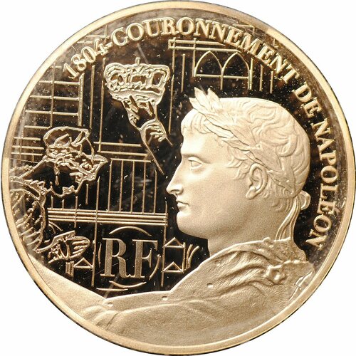 Монета 10 евро 2004 200 лет коронации Наполеона I Франция испания 10 евро 2004 г расширение ес proof 3