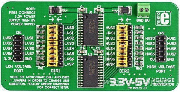 3.3V-5V Voltage Translator Board, Плата 8-разрядного преобразователя логических уровней 3.3 - 5 В