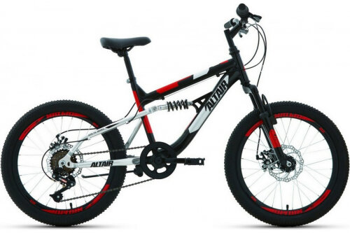 Altair Горный велосипед MTB FS 20 D (20" 6 ск. рост. 14") 2022, черный/красный, RBK22AL20047