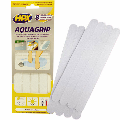 Лента противоскользящая HPX AG2024 AQUA GRIP прозрачная 20мм х 240мм х 8шт 634₽