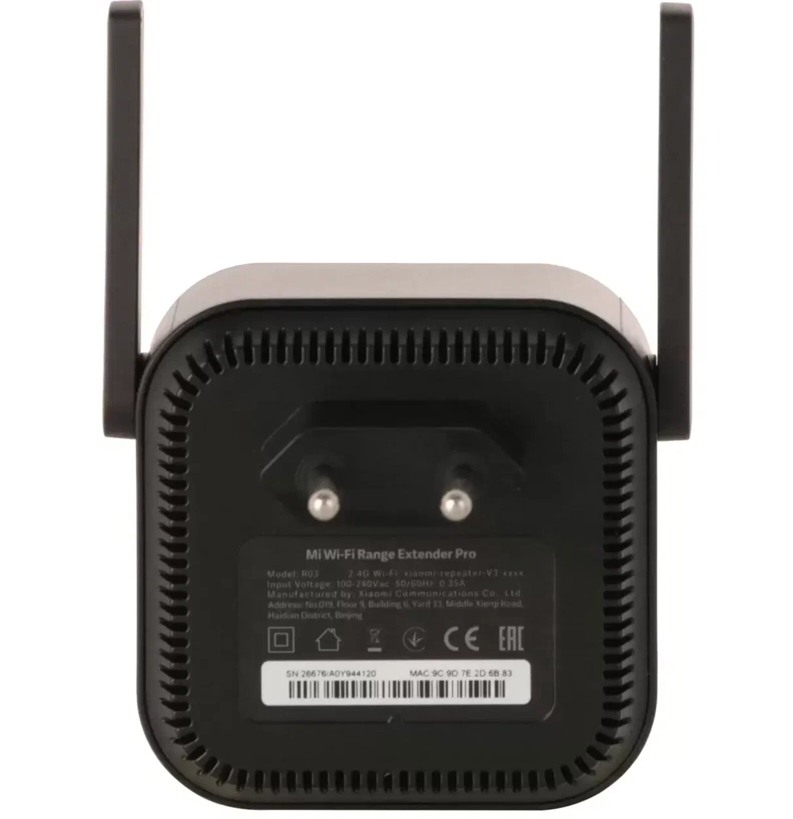 Wi-Fi усилитель сигнала (репитер) Mi Wi-Fi Range Extender Pro Global, черный — фото 1
