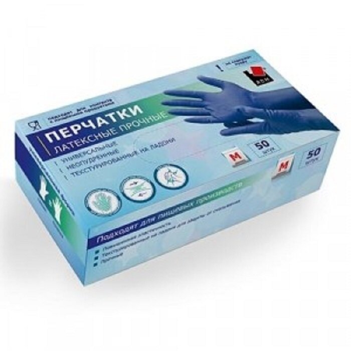 фото Перчатки латексные особо прочные High Risk / Размер М/ 50 шт. (25 пар)