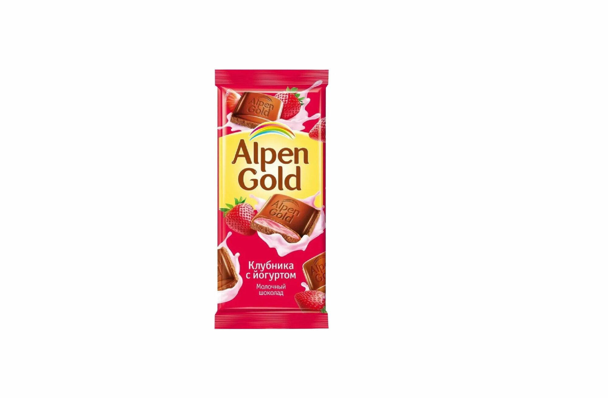 Alpen Gold Шоколад молочный, клубника, йогурт, 85 гр