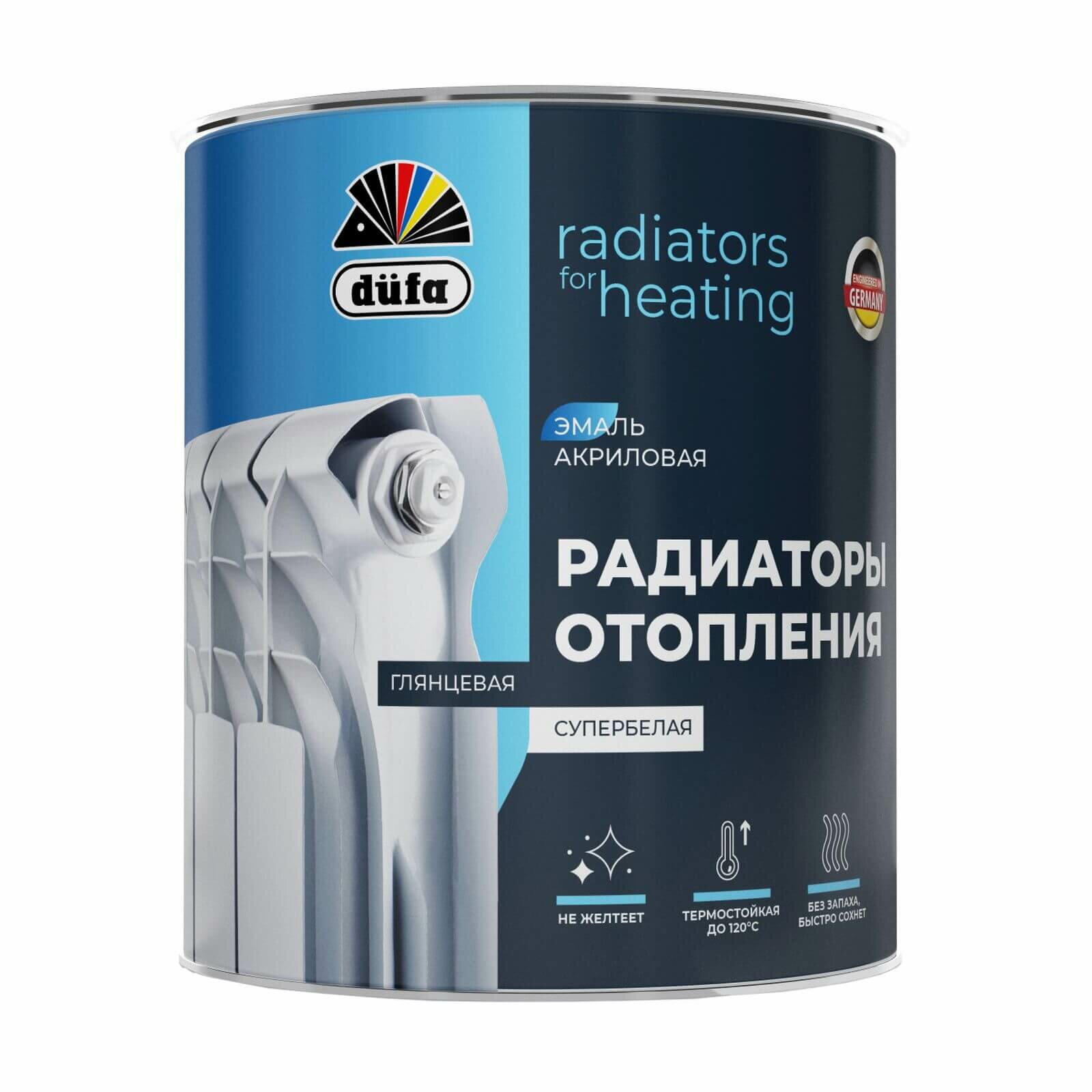фото Эмаль акриловая супербелая для радиаторов отопления Dufa глянцевая (0,75л)