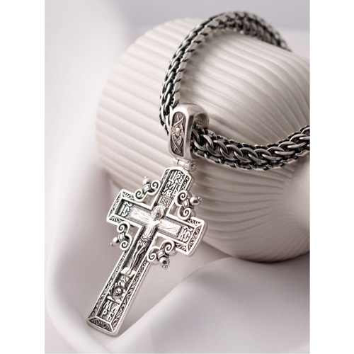 Крестик Леона, серебро, 925 проба, чернение, размер 7.8 см., серебро