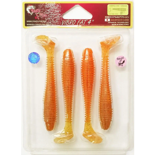 Силиконовая приманка мягкая съедобная Crazy Fish Vibro Fat 4' 10.00 см 14-100-18-6 4 шт.