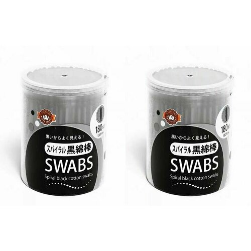 Watts Ватные палочки черные спиралевидные, 180 шт, 2 упаковки