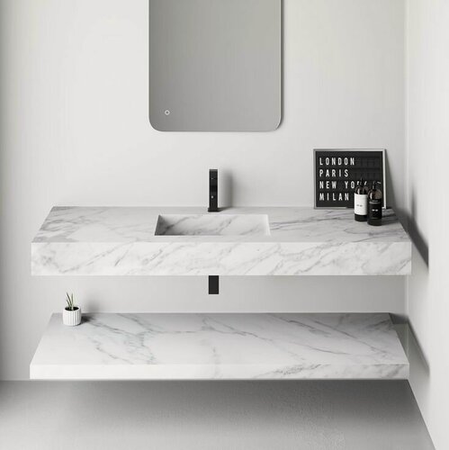 Изображение товара Столешница с раковиной из керамогранита, раковина в ванную, шелевая