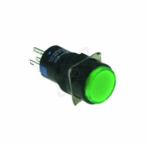Кнопка SBS1-AY-11D (конектор R5) d16 с подсветкой зеленый 230В 1з+1р
