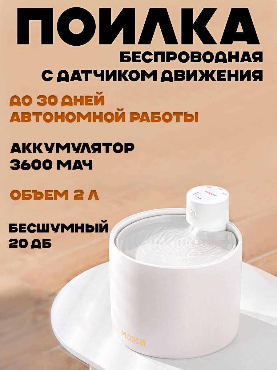 Автоматическая поилка ANNO DANNINI для кошек с аккумулятором, емкостью 2 литра