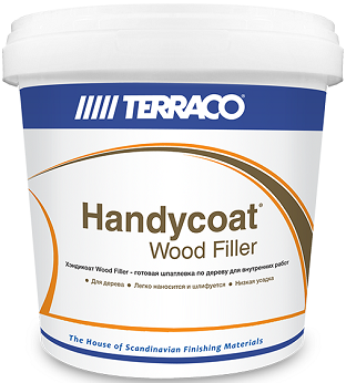 Шпатлевка по Дереву Terraco Handycoat Woodfiller 1кг Белая Окрашиваемая для Заполнения Трещин в Деревянных Поверхностях.