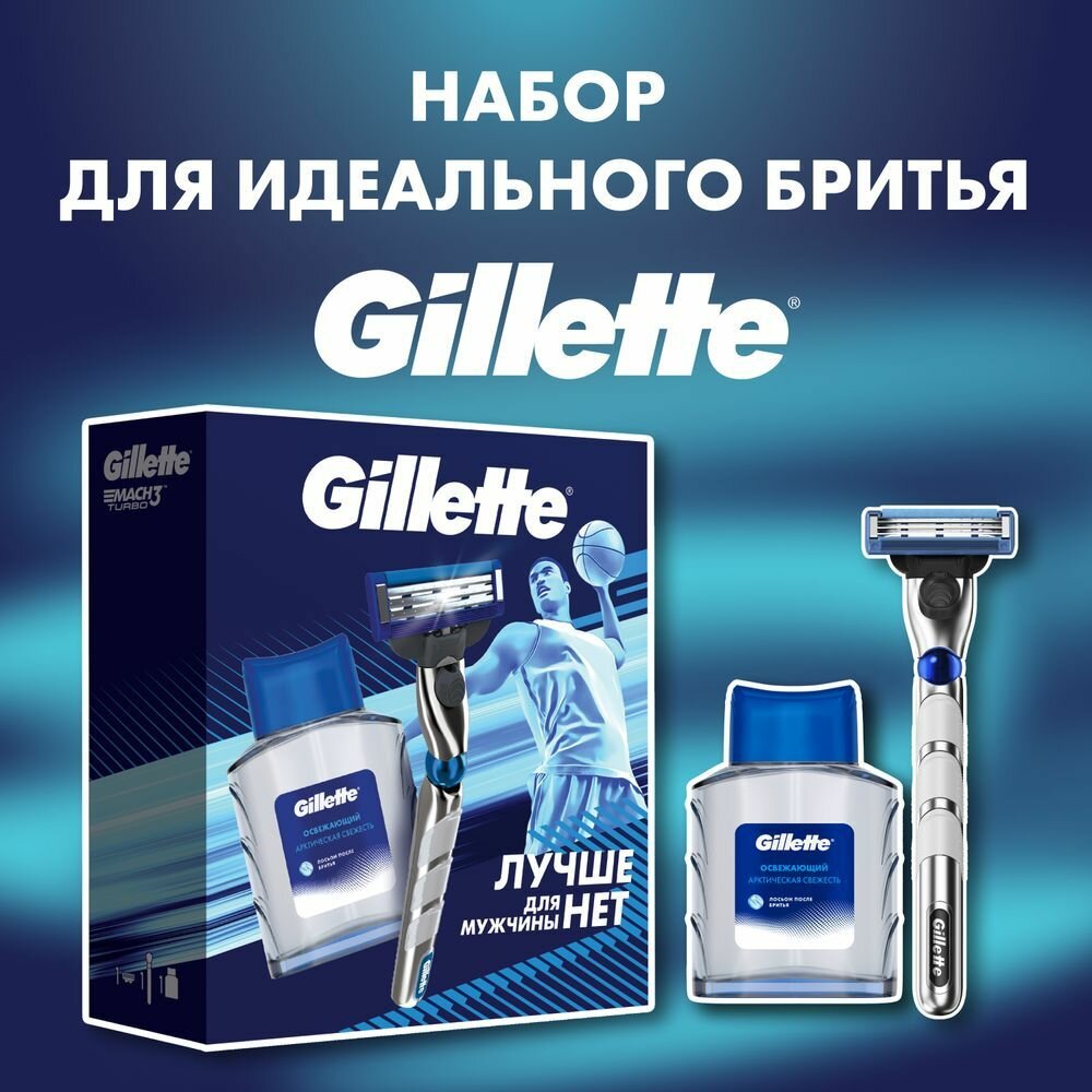 Подарочный набор Gillette Mach3 Turbo станок с 1 кассетой + лосьон после бритья 50мл