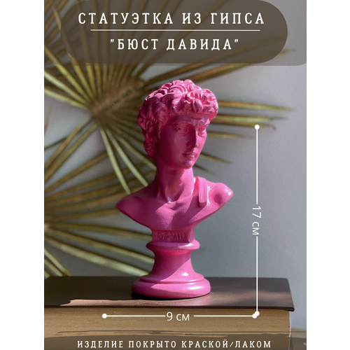Статуэтка Бюст Давида, 17 см, Давид Микеланджело, гипс, цвет розовый
