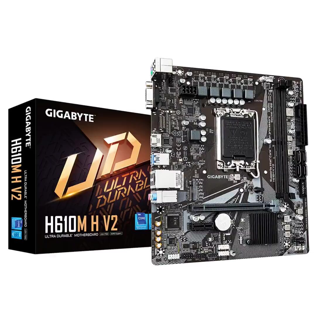 Материнская плата Gigabyte H610M H V2, LGA1700, Intel H610, Micro-ATX, RTL (H610M H V2) — фото 1