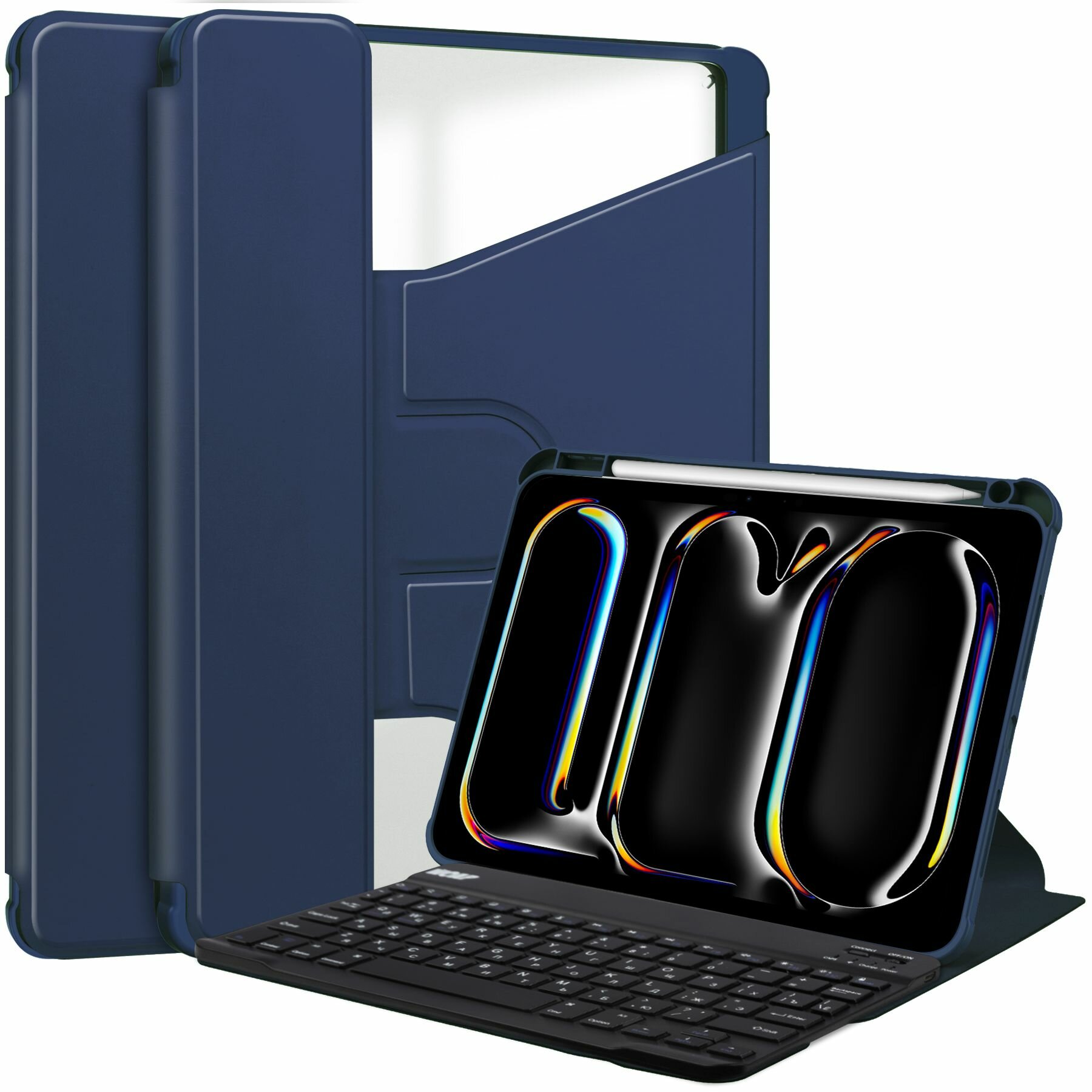 Чехол для iPad Pro 11" (2024-2025) с клавиатурой темно-синий