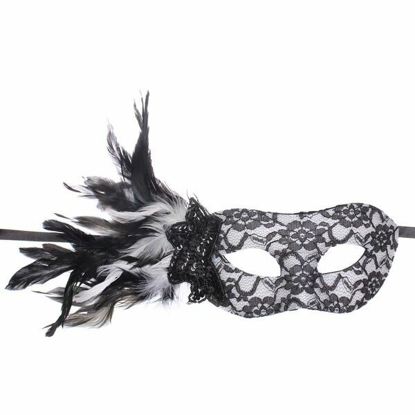 Маска карнавальная Серпантин Загадка ночи цвет черный, серый, с перьями