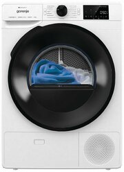 Сушильная машина для белья Gorenje DGPNE82GNLW, класс энергопотребления A++, 8 кг, 16 программ, система подачи воздуха TwinAir, автоматический слив, с тепловым насосом, белая