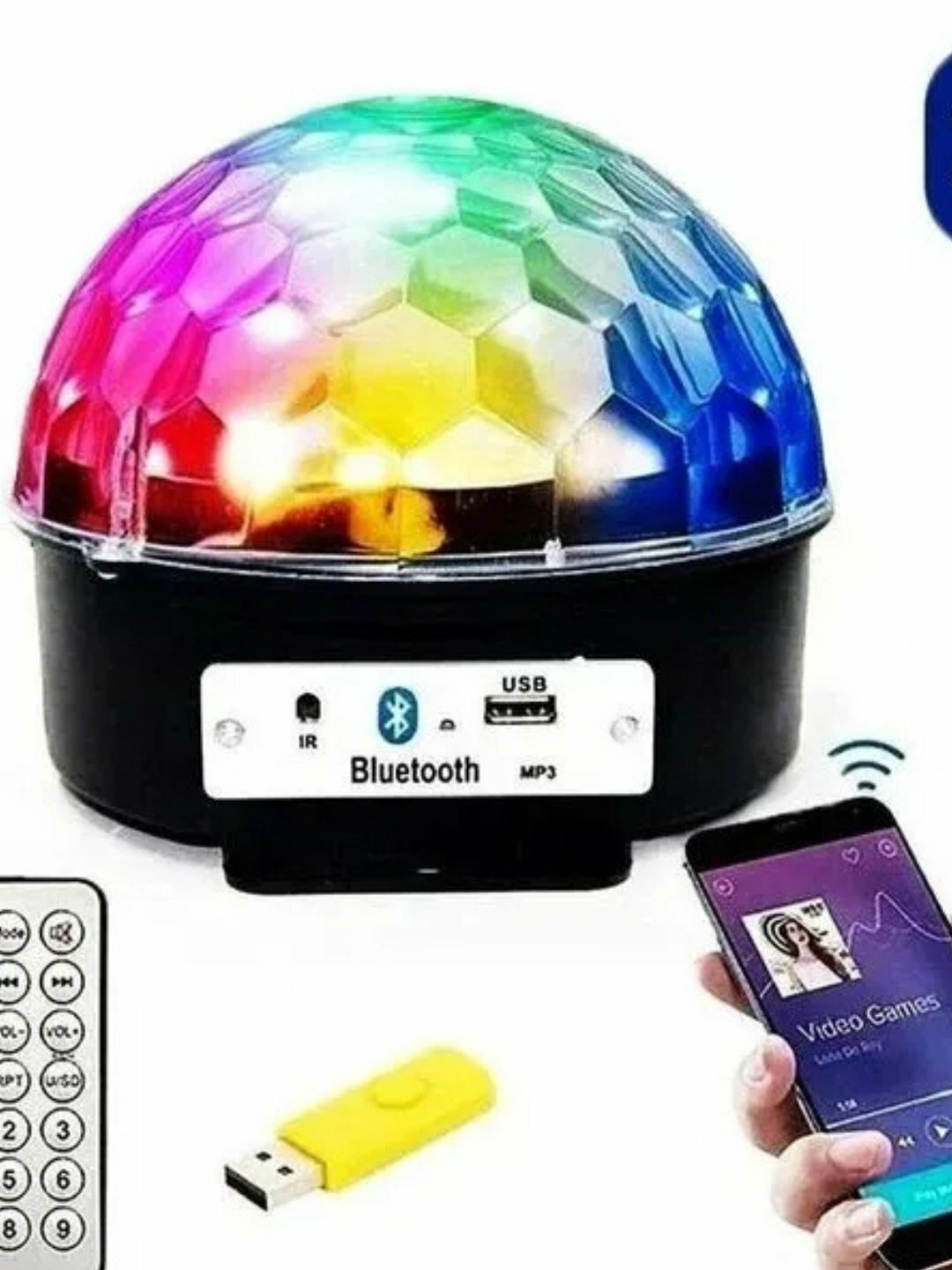 Лампочка-дискобол, музыкальный светильник, проектор для вечеринок