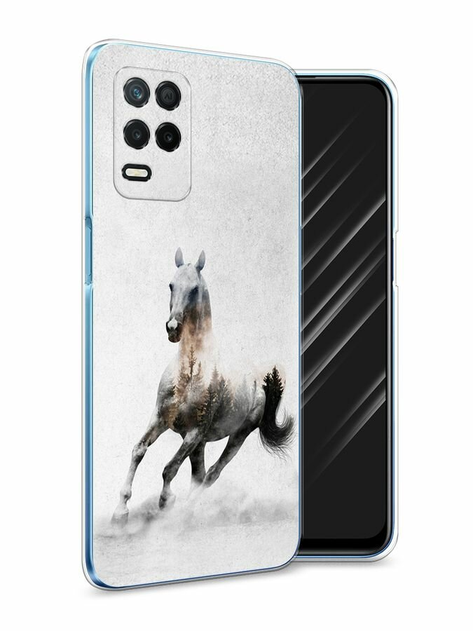 Чехол на realme 8 5G/Narzo 30 5G / Реалми 8 5G/Нарзо 30 5G с принтом "Лошадь лес"