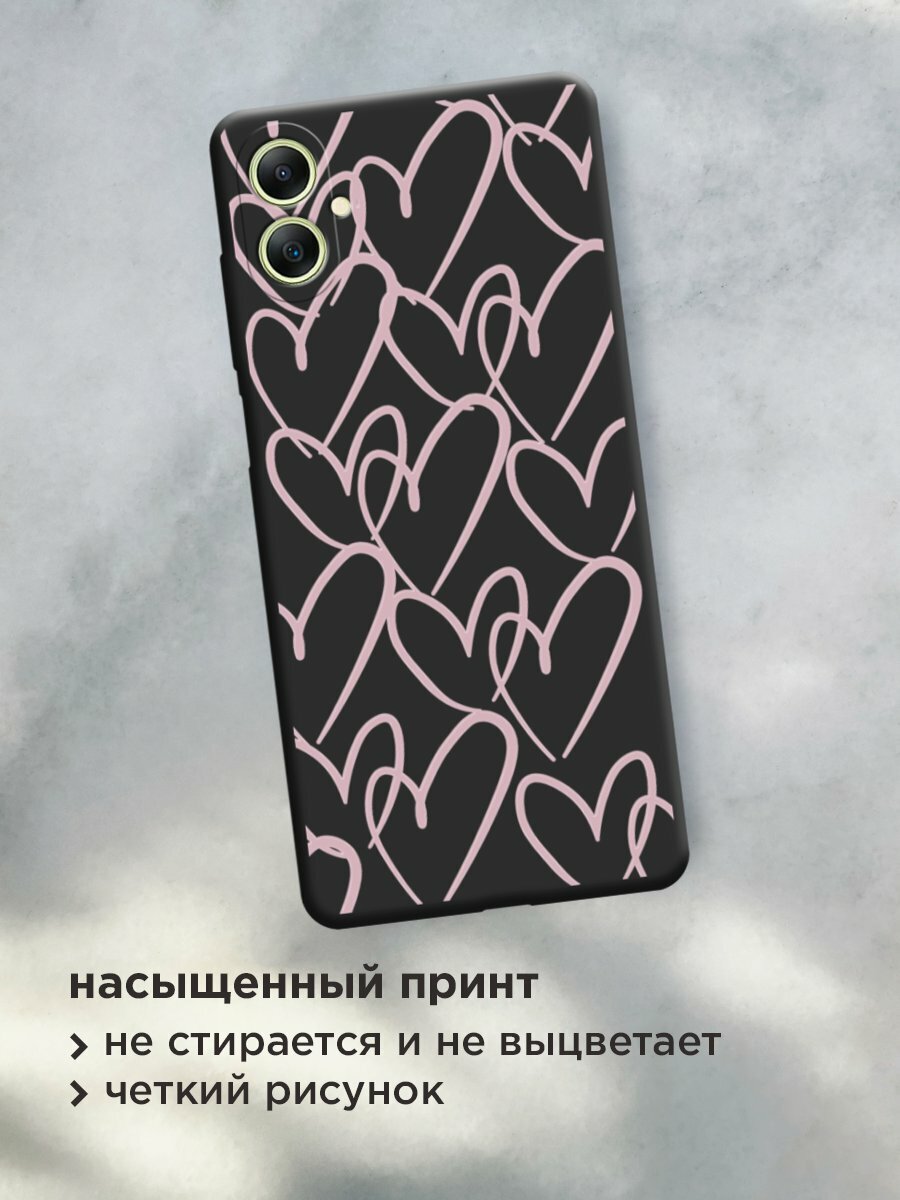 Чехол на Samsung Galaxy A06 / Самсунг А06 с принтом "Hearts doodle pink 1" — фото 1