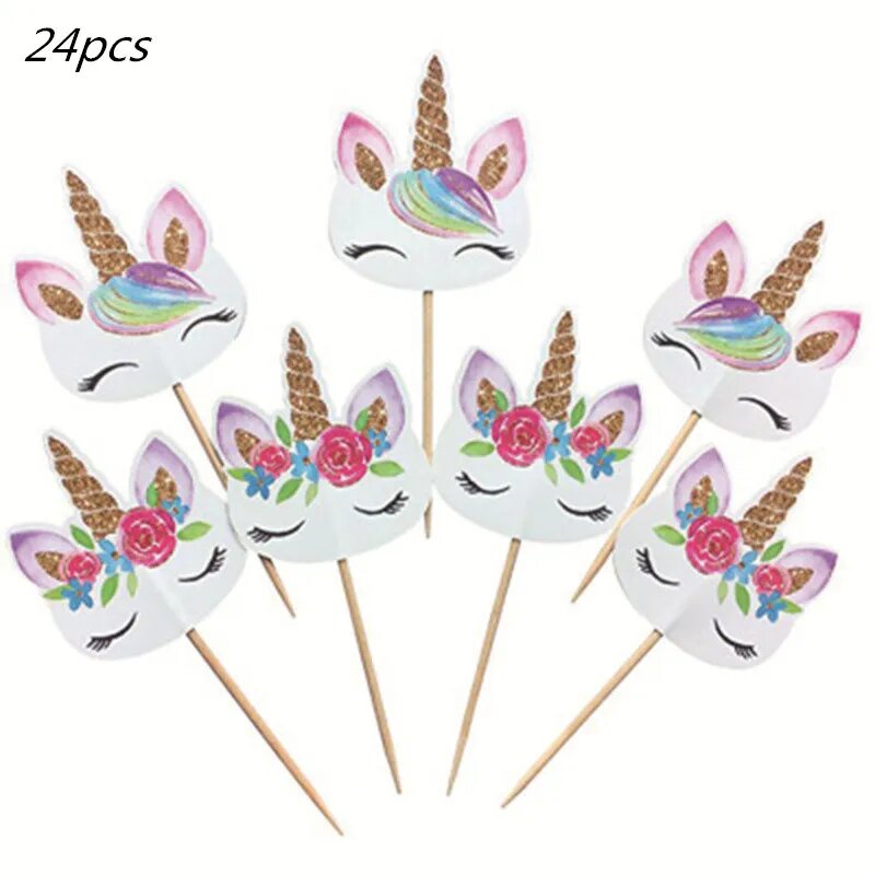 Украшения для торта единорог Disney Белый, 24pcs topper