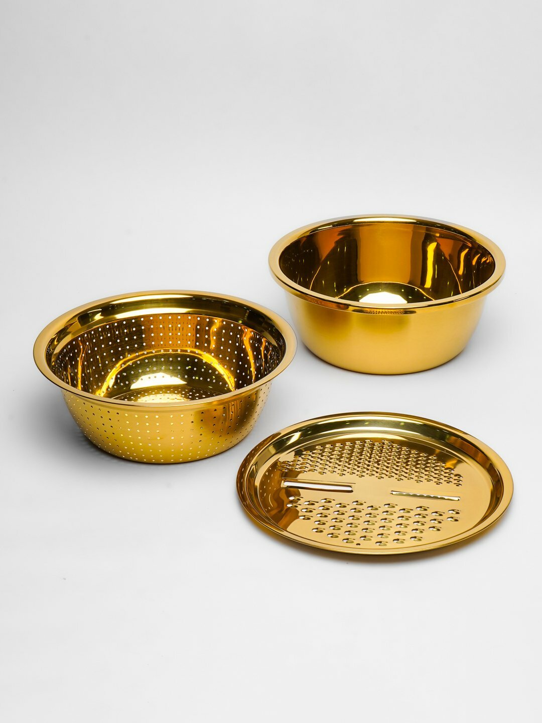 Мультифункциональный комплект "тогора"+, дуршлаг,+ терка, золотые цвета,28 cм