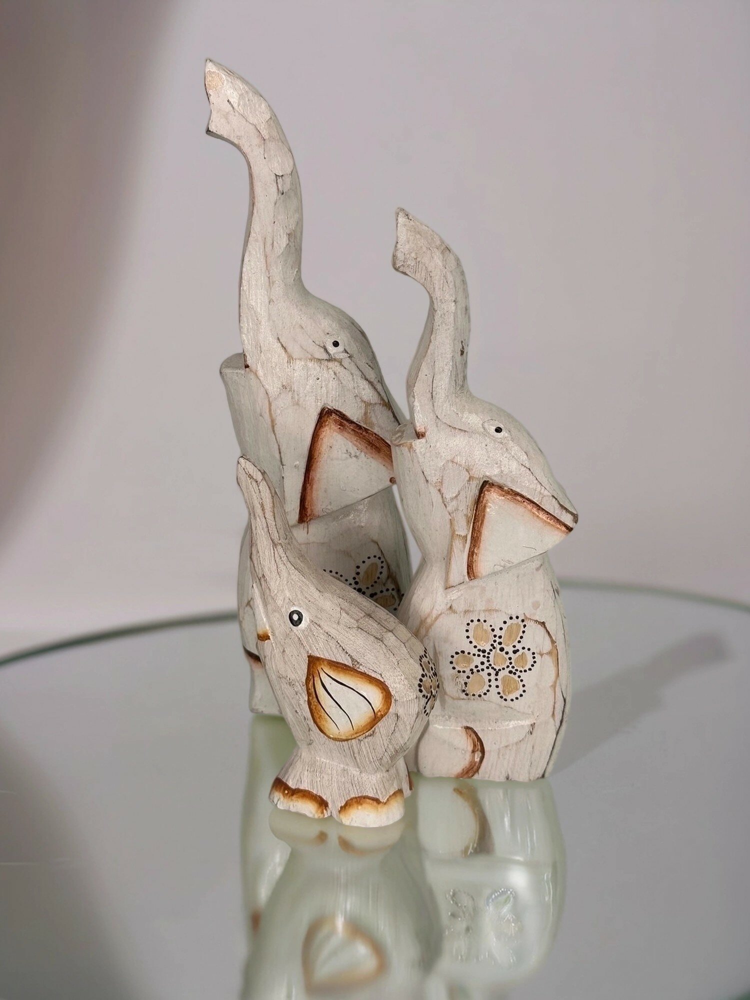 Статуэтка Слон, 3 штуки, материал изготовления дерево, Индонезия