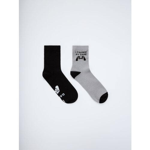 фото Носки sela 2 пары, размер 22/23, черный, серый