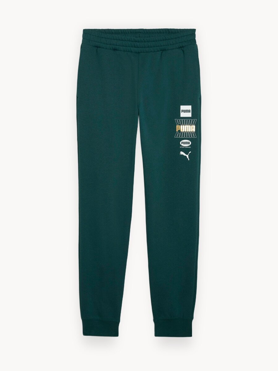 Брюки спортивные PUMA ESS LOGO LAB Holiday Sweatpants FL cl, размер XL, зеленый