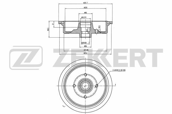 Барабан торм. задн. Audi 80 90 86- Zekkert арт. bs-5065